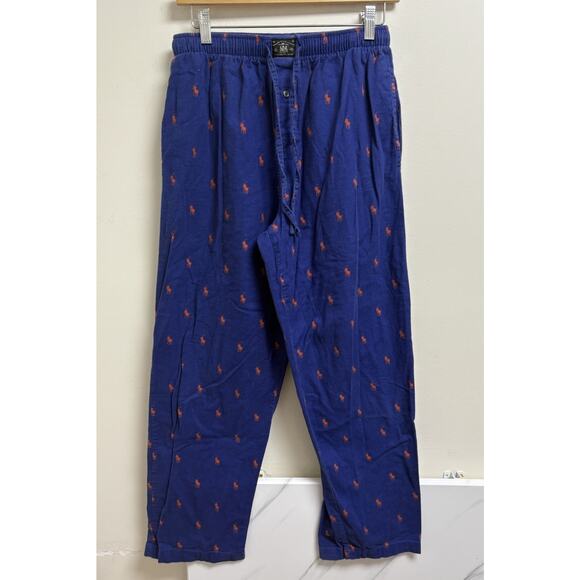 Polo Ralph Lauren Men’s Lounge Pajama Pants Small Blue Red Pony Cotton - Picture 1 of 5